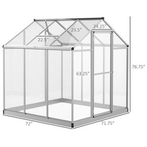 Serre en polycarbonate 6 L x 6 W avec aération de toit, serre d'hiver pour loisirs, serre de jardin avec gouttière de pluie pour la ventilation - Product Image 3