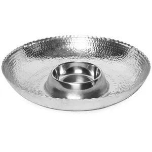 Plateau ottoman en métal martelé fait main de luxe pour table de canapé, meubles de salon et décoration, plateau décoratif rond en métal - Product Image 2