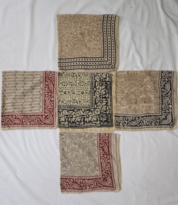 Hand Block Printed Cotton Bandana <b>Scarf</b> Black & Beige Ethnic Headwrap or Neck <b>Scarf</b> Pure Cotton Handblock Printed Lightweight - Product Image 1