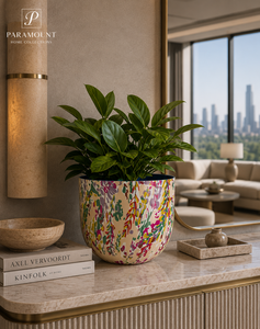 Latest Design Metal Indoor Round Planter <b>Sticker</b> Enamel Planter Pot for Home & Garden Decoration Handmade Customized - Product Image 1