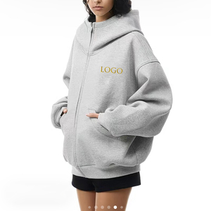 <b>Pink</b> Zip Up <b>Hoodie</b> For <b>Women</b> Drop Shoulder Short Cropped Sweatshirt With Kangaroo Pocket - Product Image 4