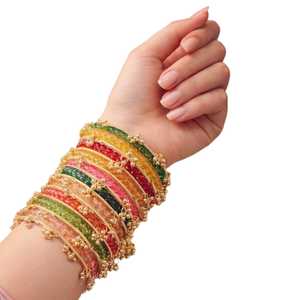 Bracelets kashmiris tendance très demandés pour femmes, en verre traditionnel, plaqués or, pour mariage et fêtes - Product Image 1