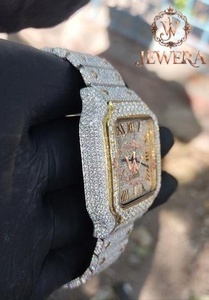 Montre analogique en acier inoxydable de luxe Mossinate avec verre serti de diamants, cadran de haute qualité de 41 mm pour hommes et femmes, mouvement mécanique - Product Image 5