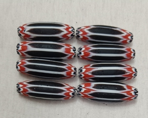 Cuentas de vidrio Chevron hechas a mano, largas y ovaladas, tipo Rosetta, sueltas para manualidades DIY, collares, pulseras y fabricación de joyas al por mayor - Product Image 1