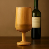 Verre à vin en bambou écologique de qualité supérieure |   Gobelet à boire en bois naturel |   Verre à bière artisanal durable de 425 ml, style gobelet, lisse