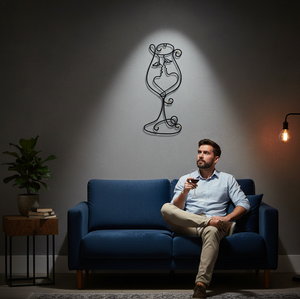 Arte de Pared Colgante Minimalista Moderno de Hierro Forjado Artesanal con Perfiles Entrelazados Románticos en Forma de Copa para Regalo de Inauguración de Casa - Product Image 6