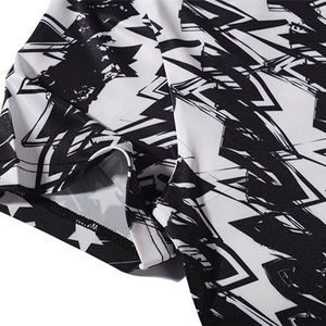 T-shirt à manches courtes pour homme, coupe classique, noir et blanc, imprimé par transfert thermique, respirant, tricoté, col rond, décontracté, 100% coton - Product Image 4