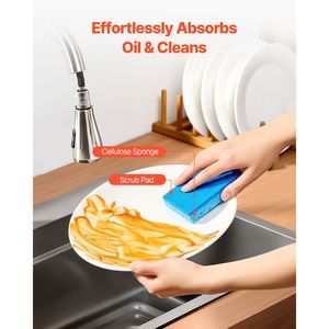 12 pezzi spugne da cucina naturali resistenti e facili da risciacquare per la pulizia a nido d'ape con struttura ad assorbimento rapido dell'acqua adatto per la casa - Product Image 2