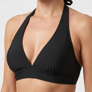 Custom Stretch Polyester Sweat Wicking Sexy Deep V Neck Cross <b>Back</b> High <b>Support</b> Training Running Sports Bra - Product Image 6