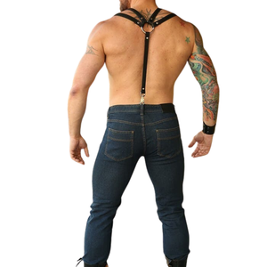 Harnais à double bretelle en cuir pour homme, ajustement réglable, quincaillerie en cuir de qualité supérieure, tenue de club - Product Image 2