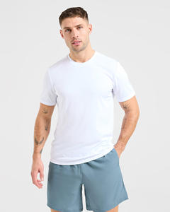 Conjunto de Camiseta y Pantalones Cortos de Verano para Hombre, Color Blanco Sólido, Tejido de Punto, 100% Algodón, Ligero, Transpirable, Informal, de Dos Piezas - Product Image 1