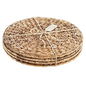 Hot Trend Natural Water Hyacinth Woven Bohemian Style Eco-Friendly <b>Round</b> Handwoven Rattan Placemats <b>Set</b> of <b>4</b> Vietnam HNH Craft - Product Image 1