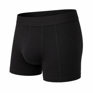 Boxers pour hommes couleur unie, haute élasticité, coupe confortable, taille mi-haute, respirants, ajustés, en Spandex/Coton, lavables en machine - Product Image 5