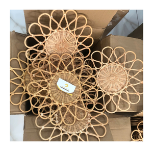 Handmade Natural Rattan Placemat <b>Round</b> Woven Dining <b>Table</b> <b>Mat</b> Eco Friendly Durable Charger Plates for Wedding Party Decor - Product Image 1