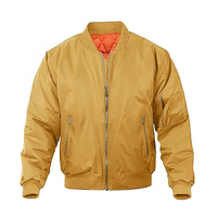 Blouson aviateur pour homme, couleur beige, coupe-vent, doublure matelassée, fermeture éclair, décontracté, automne, polyester