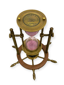 Reloj de arena decorativo de latón de 2 minutos con base giratoria con brújula, hecho a mano y ecológico - Product Image 3