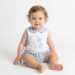 Baby Boy Plaid Shorts Set With Bunny Embroidery Preppy Style 0-24 Months Cotton Woven Fabric Made in Bangladesh manufactures - Product Image 2