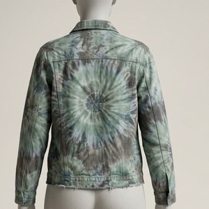 Chaqueta de Mezclilla Tie-Dye de Algodón Lavado de Alto Gramaje, Chaqueta de Mezclilla Tie-Dye Extra Grande Personalizada para Hombre, Fabricante Premium OEM/ODM - Product Image 4