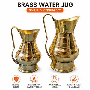 Carafe à eau en laiton pour la Pooja, usage quotidien, Lota traditionnel en laiton fait main avec poignée, pichet à eau pour le rituel Abhishek au temple - Product Image 5