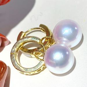 Boucles d'oreilles de luxe en argent pur avec perle d'eau douce naturelle, petite ampoule Aurora 6-7, lumière extrêmement intense, lumière impeccable - Product Image 3