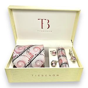 Premium Pink Geometric <b>Tie</b> Set for Men with Pocket Square Sets| Wedding, Business Gift Box Luxury Fashion Wear Elite Edition <b>Tie</b> - Product Image 2