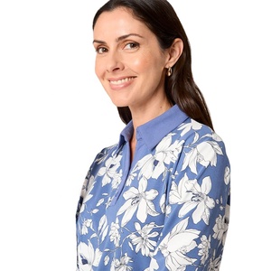 Polo con estampado de verano para mujer al por mayor, Polo de algodón de ajuste informal de tela suave estampado de manga completa para exteriores y ropa de oficina - Product Image 4