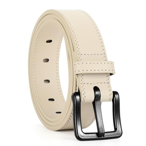 Cinturón Casual de Cuero Vacuno de Grano Completo con Patrón a Cuadros, Hebilla de Acero Personalizable, Resistente, Ligero y Ecológico - Product Image 1