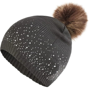Wholesale Rate Winter Wear Beanies <b>Hat</b> Cheap Price Rhinestone Popular Design Newly Arrived Custom Logo Rhinestone Beanies Cap - Product Image 2