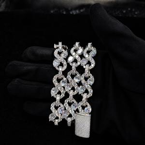 Mens 925 <b>Silver</b> Lab Grown Diamond Pear Cut Link Bracelet Luxury Iced Out Statement <b>Jewellery</b> - Product Image 5