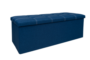Banc long pliable moderne en tissu de qualité supérieure avec rangement, bleu marine, pour salon, hôtel et appartement - Product Image 2