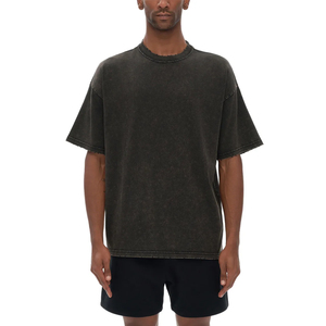 Wholesale Customized Heavyweight 100% Cotton High Street Style Eco-Friendly Quick Dry Acid Washed <b>Drop</b> Shoulder Men's T-shirts - Product Image 3