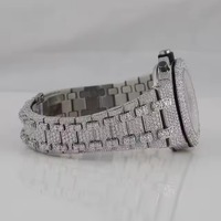 Montre chronographe carrée pour homme en acier inoxydable 41 mm, 2,80 CTW, sertie de diamants, quartz analogique-numérique, bracelet en cuir, étanche