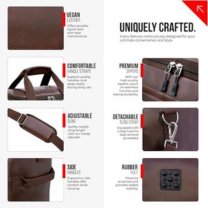 กระเป๋าเดินทางหนังแท้ Leather World Classic Durable Duffle Bag ขนาด 20-35 ลิตร สีน้ำตาล พร้อมซิปปิด ด้านในบุโพลีเอสเตอร์ - Product Image 4