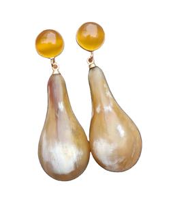 Boucles d'oreilles artisanales en corne longue goutte disque en corne de buffle naturel conception originale bijoux pendants élégants boucles d'oreilles en corne de buffle - Product Image 1