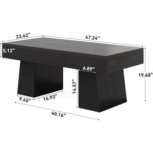 Tavolino da Caffè Rettangolare in Stile Rustico con Design Robusto, Base Spessa, Tavolo da Divano o Tavolo Centrale - Product Image 5