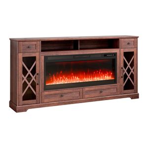 Pastoral 80\" Fireplace TV Stand Media Storage <b>Corner</b> with 42\" Fireplace Storage Drawers Cabinets <b>Console</b> <b>Table</b> 2 - Product Image 1