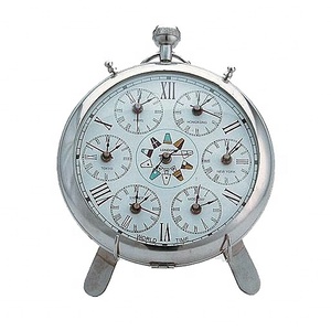 Suministros de reloj antiguo Artículo de regalo Reloj de mesa antiguo de latón náutico con brújula Reloj de escritorio elegante pulido de plata Barato - Product Image 2