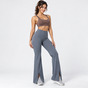 Custom Apparel <b>Yoga</b> <b>Trousers</b> High waist High Waisted Flare <b>Yoga</b> Pants Polyester Spandex Fitness Training Private Label Supplier - Product Image 1