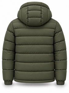 Veste matelassée à capuche pour homme, vert olive, rembourrage en polyester, imperméable, séchage rapide, coupe-vent, fermeture éclair, décontractée, hiver, logo personnalisé - Product Image 2
