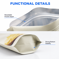 Op maat bedrukte aluminiumfolie chipsstandpouches, voedselveilige snackverpakking met ritssluiting