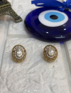 <b>studs</b> <b>earrings</b> with gold layered in polki stone <b>silver</b> jewelry 925 for bridal handmade <b>studs</b> <b>earrings</b> set for women elegant <b>stud</b> - Product Image 6