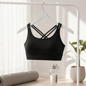 เสื้อชั้นในกีฬาแบบไร้สายสำหรับผู้หญิง ซัพพอร์ตสูง แห้งเร็ว ไร้ตะเข็บ พร้อมโลโก้ด้านหน้า สำหรับออกกำลังกาย ฟิตเนส ยิม - เสื้อครอปคอวีแบบยืดหยุ่น - Product Image 6