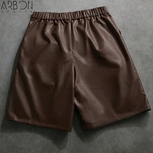 Pantalones Cortos Plegados de Cuero Sintético Marrón Vintage con Diseño Único y Logotipo Personalizado, Último Estilo 2026, Nueva Llegada con el Mejor Diseño para Hombre - Product Image 2