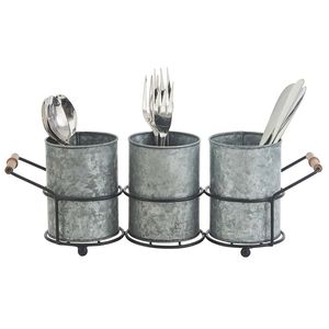 Elegante Portacubiertos Galvanizado, Organizador de Cocina Rústico, Perfecto para Guardar Tenedores, Cucharas y Cuchillos, Decoración del Hogar - Product Image 1