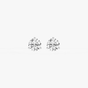 ต่างหูแบบติดหูทรงสามง่าม ประดับเพชรทรงกลมเพาะเลี้ยง ชุบโรเดียมบนทองคำขาว 14K ได้รับการรับรองจาก IGI ความใส VVS2 - Product Image 6