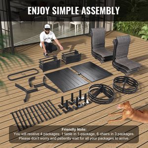 Set da Pranzo da Esterno in Ferro a 7 Pezzi per Tutte le Stagioni, con Sedie Girevoli e Tavolo da Giardino - Eleganti Set da Giardino - Product Image 6