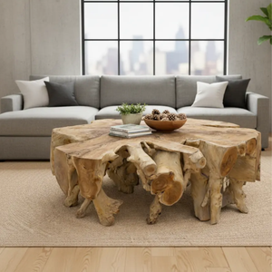 Mesa de Centro Rústica de Raíz de Teca, Mesa de Centro de Forma Natural, Mesa de Tronco de Madera Hecha a Mano, Decoración para Sala de Estar - Product Image 2