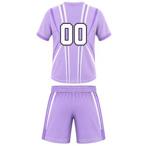 Ensemble short et maillot de rugby blanc lavande à manches courtes et col en V, uniforme d'équipe respirant et léger, kit de sport personnalisé pour l'entraînement - Product Image 2