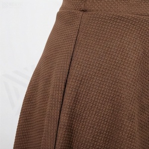Women A-Line Mini <b>Skirt</b> Solid Color <b>Elastic</b> Waist Comfortable Casual Woven Polyester Brown - Product Image 5