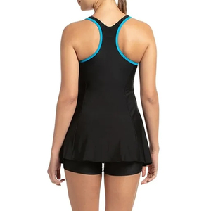 Maillot de bain une pièce dos nu pour femme, bretelles spaghetti, noir uni, séchage rapide, UPF50+, col rond, épaisseur 2 mm, best-seller - Product Image 2